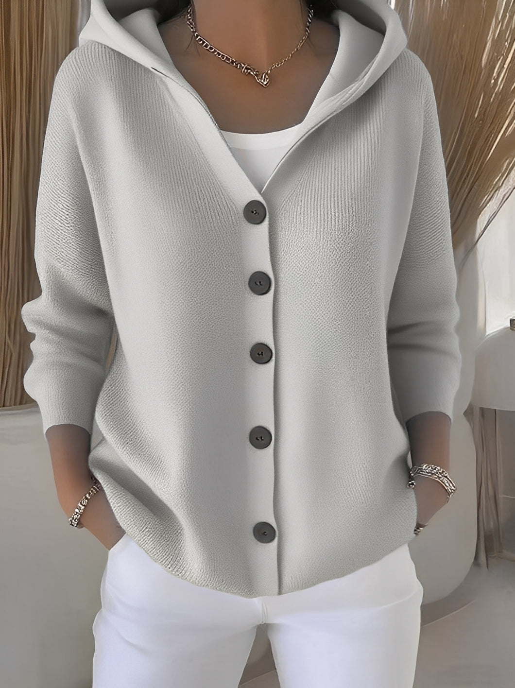 Women's Hooded Button-Down Cardigan for a Comfortable Casual Look