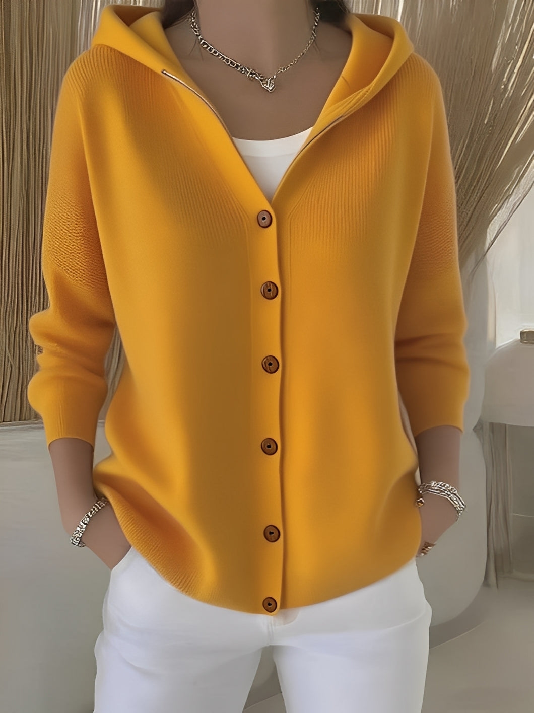 Women's Hooded Button-Down Cardigan for a Comfortable Casual Look