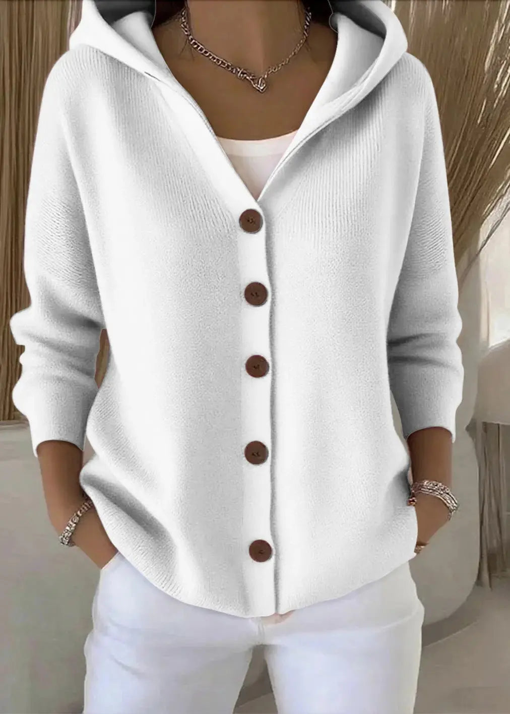 Women's Hooded Button-Front Cardigan