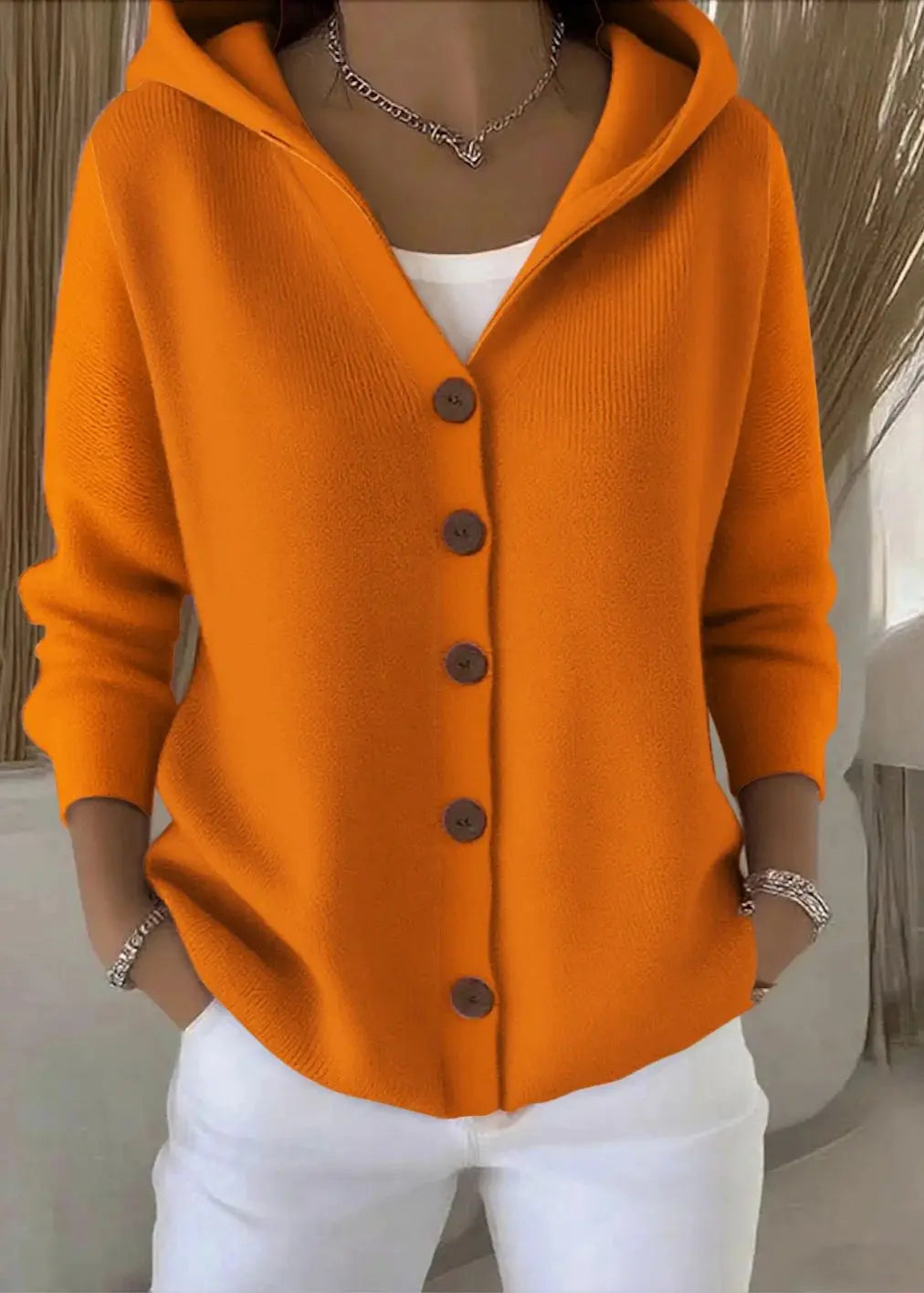 Women's Hooded Button-Front Cardigan