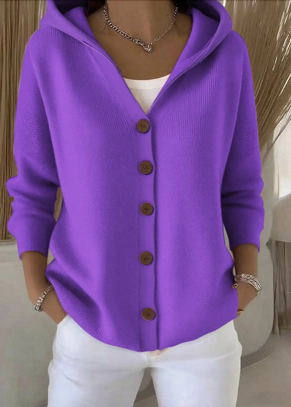 Women's Hooded Button-Front Cardigan