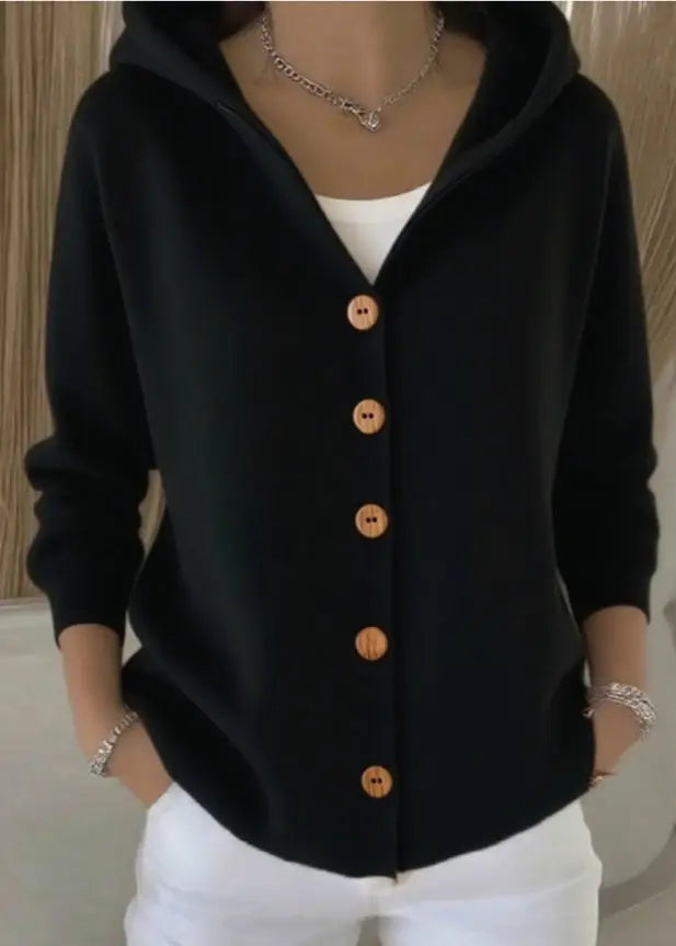 Women's Hooded Button-Front Cardigan