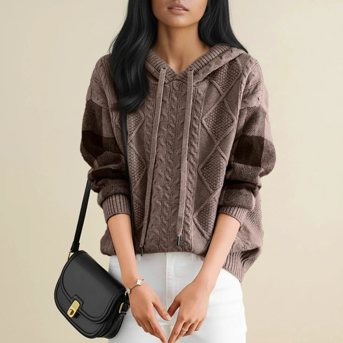 Women's Hooded Cable-Knit Winter Sweater