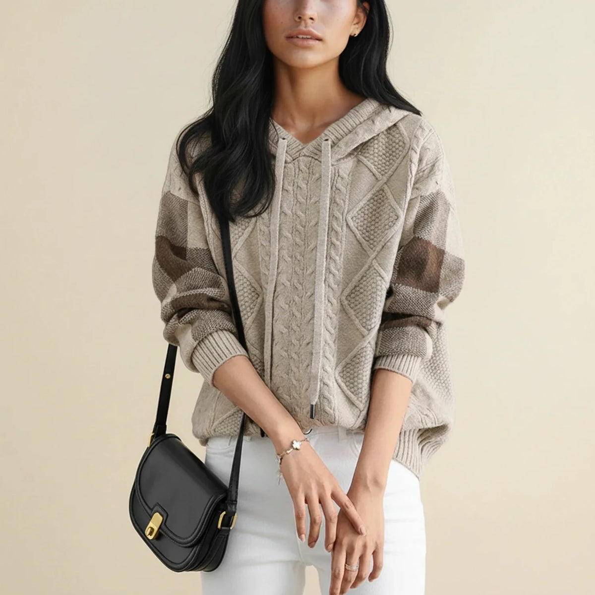Women's Hooded Cable-Knit Winter Sweater