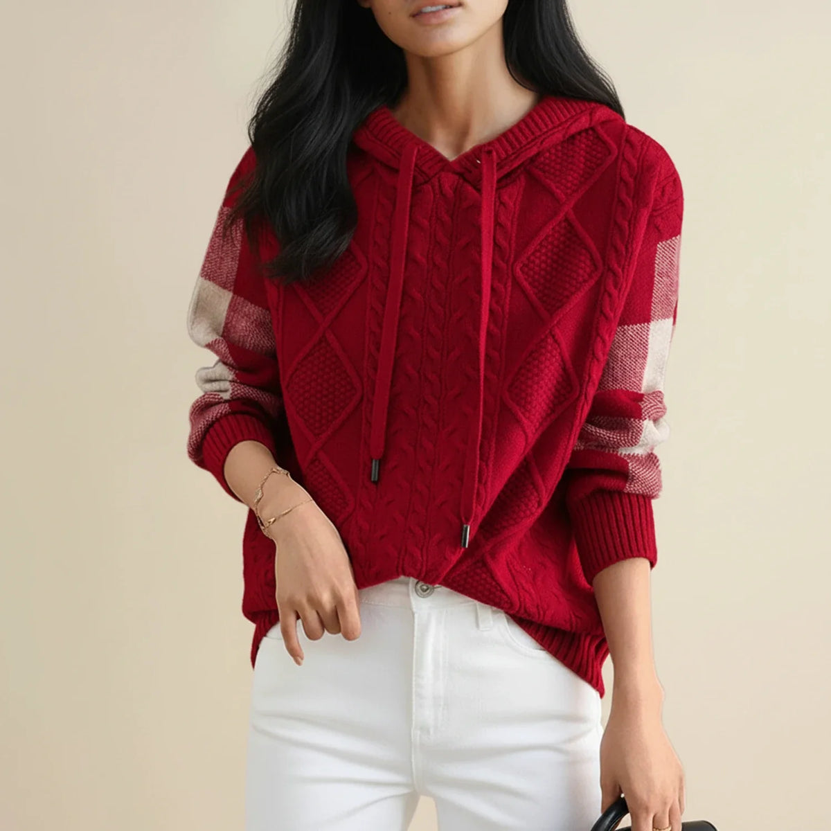 Women's Hooded Cable-Knit Winter Sweater