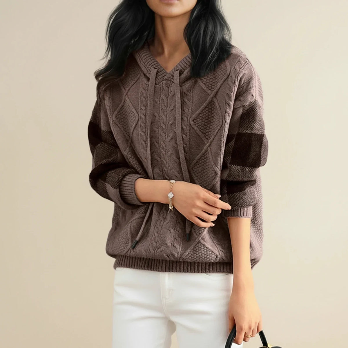 Women's Hooded Cable-Knit Winter Sweater