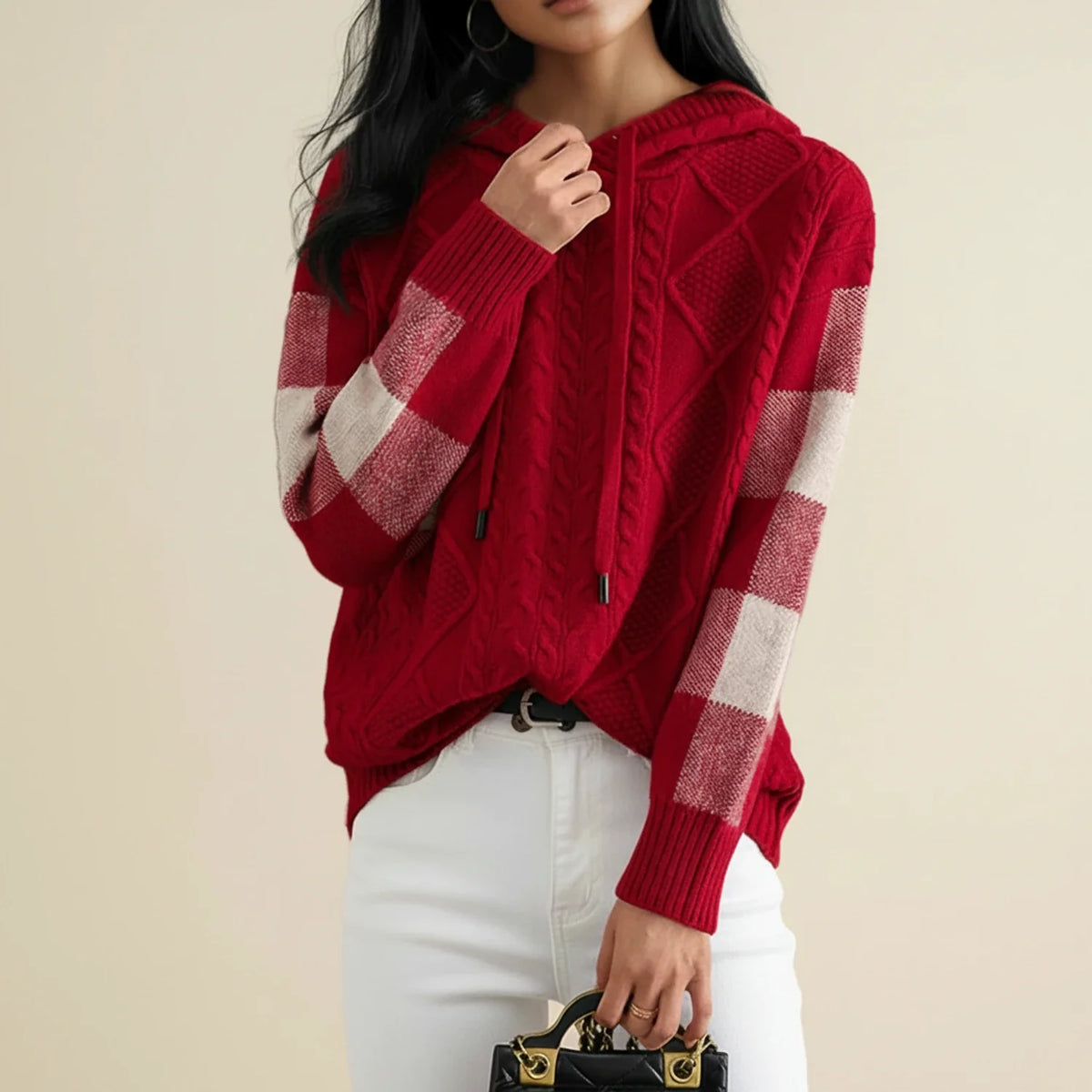 Women's Hooded Cable-Knit Winter Sweater