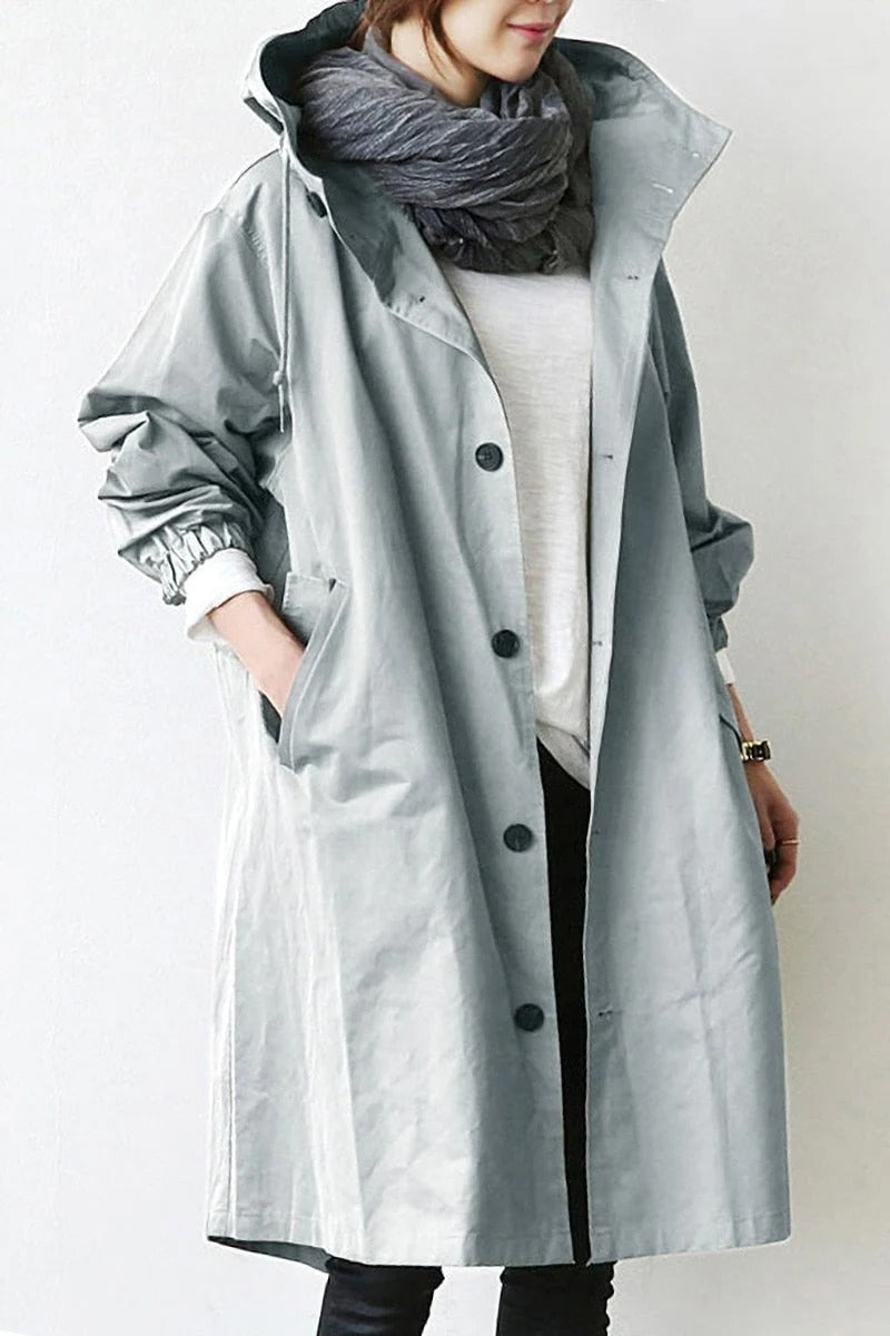 Women's Hooded Waterproof Trench Coat