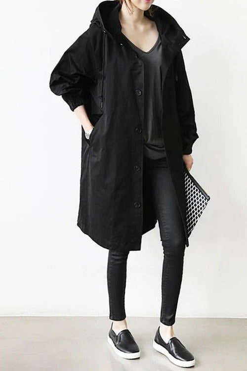 Women's Hooded Waterproof Trench Coat