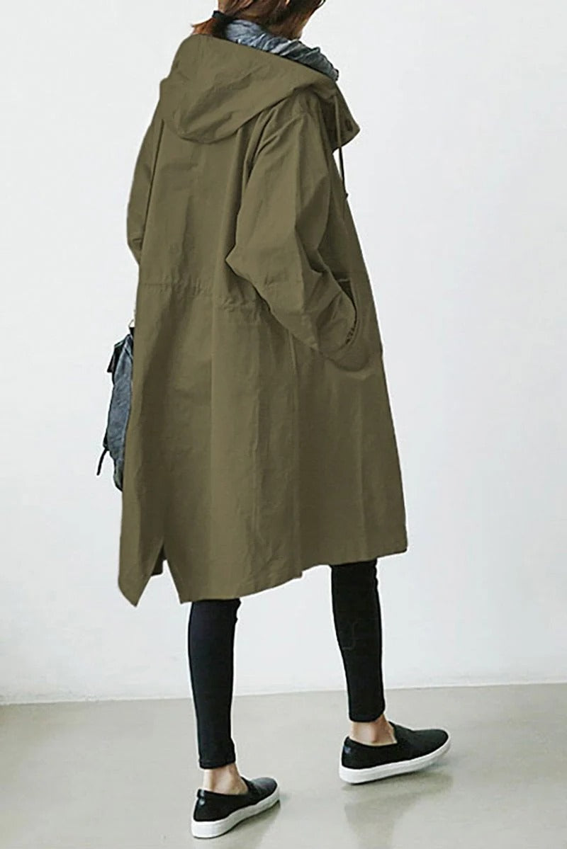 Women's Hooded Waterproof Trench Coat