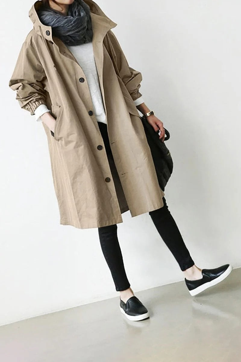 Women's Hooded Waterproof Trench Coat