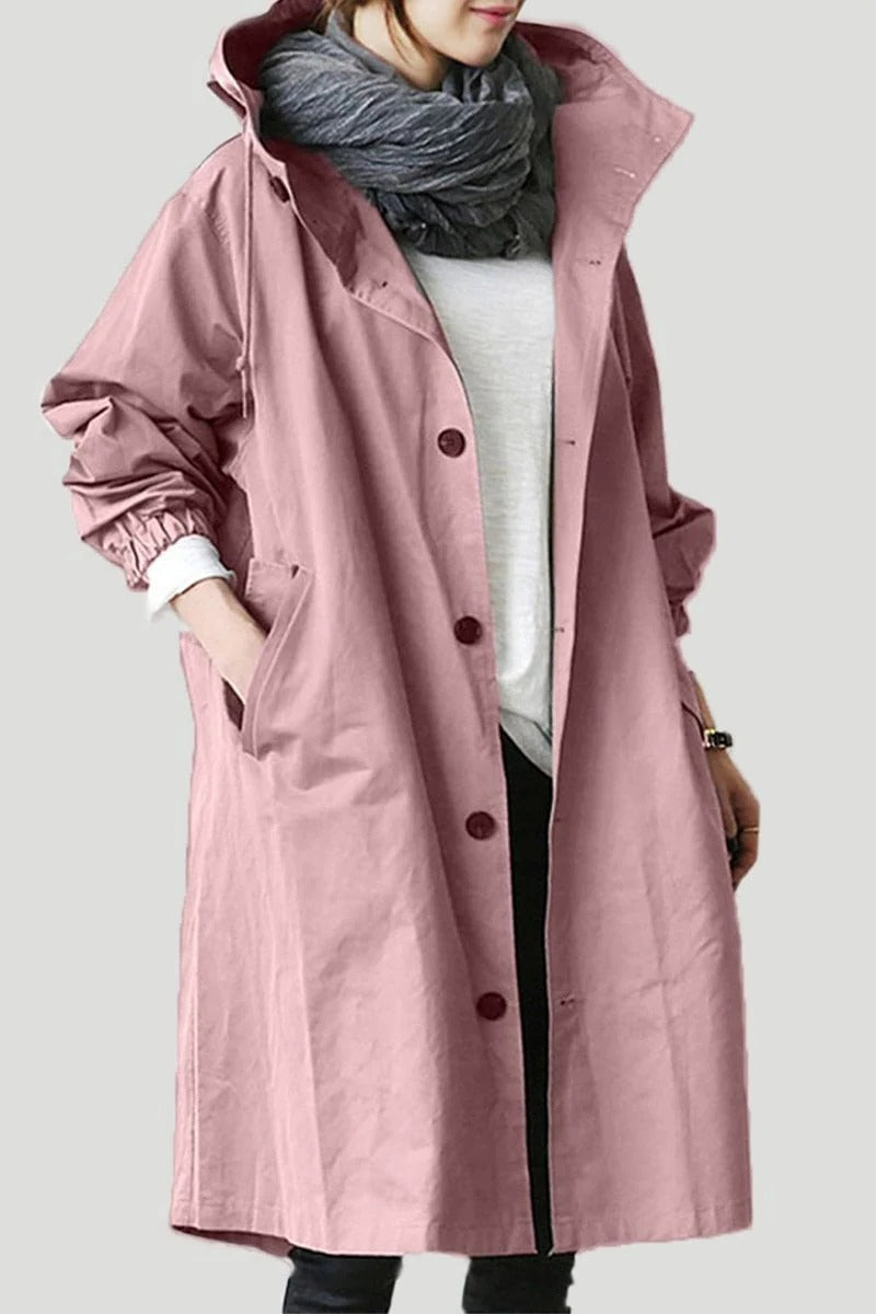 Women's Hooded Waterproof Trench Coat
