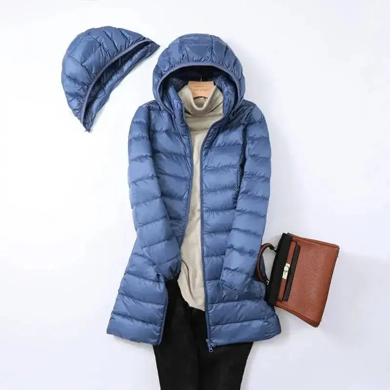 Women's Insulated Long-Sleeve Hooded Puffer Jacket