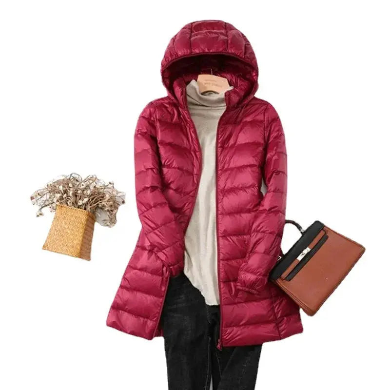 Women's Insulated Long-Sleeve Hooded Puffer Jacket