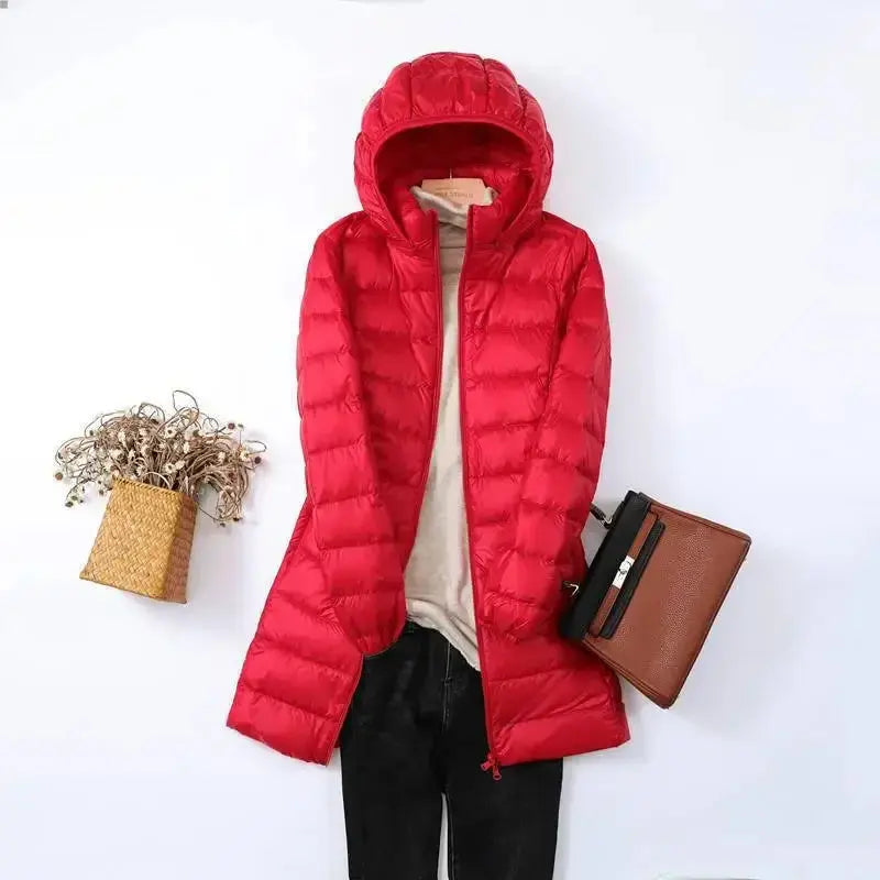 Women's Insulated Long-Sleeve Hooded Puffer Jacket