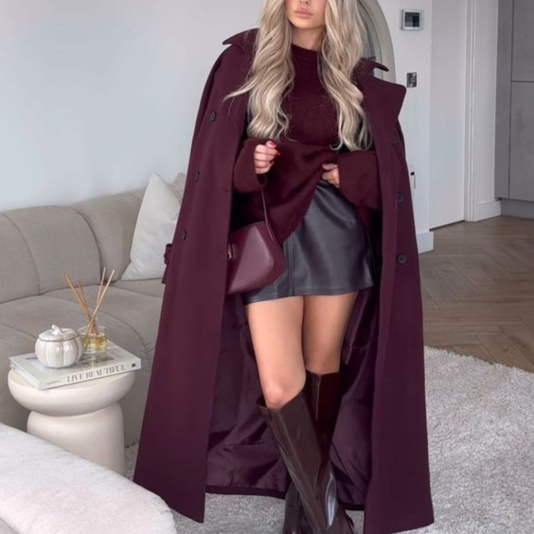 Women's Long Belted Lapel Coat
