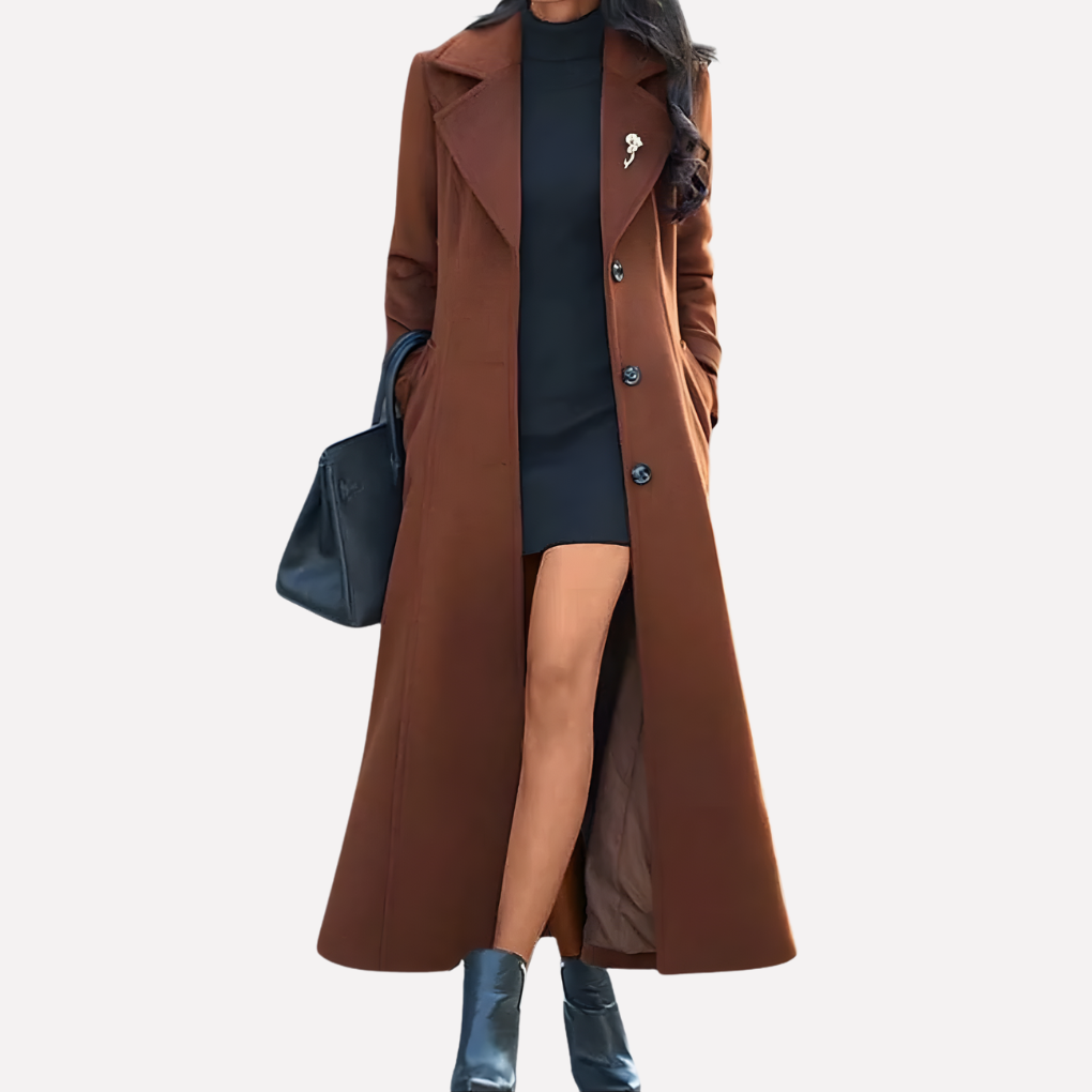 Women's Long Belted Shawl-Collar Coat