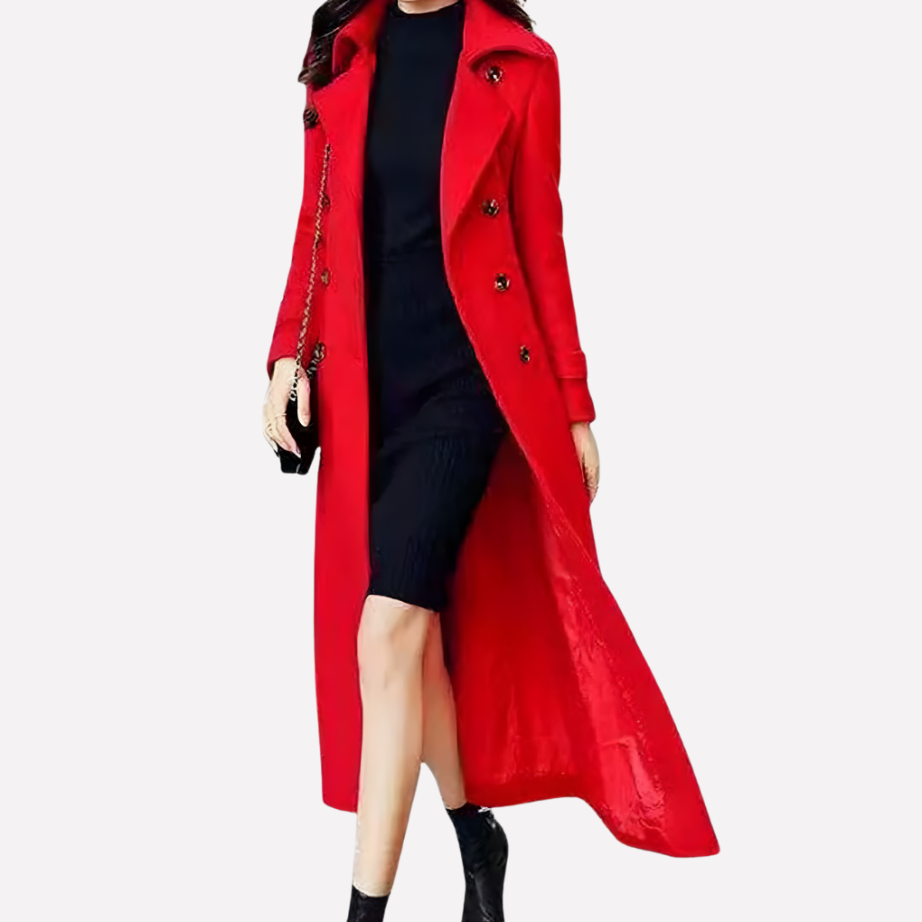 Women's Long Belted Shawl-Collar Coat