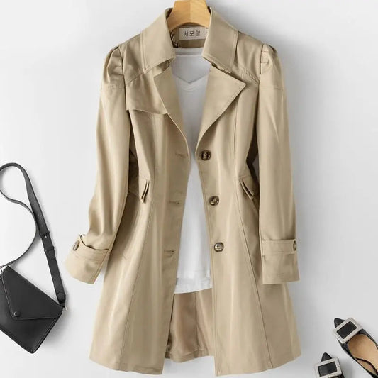 Women's Long Button-Down Trench Coat
