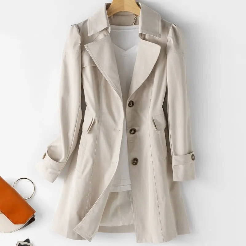 Women's Long Button-Down Trench Coat