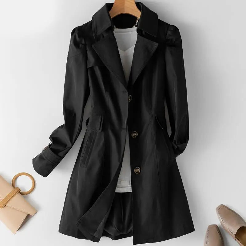 Women's Long Button-Down Trench Coat