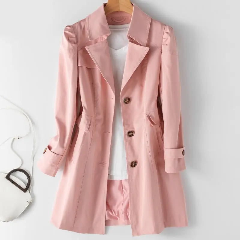 Women's Long Button-Down Trench Coat