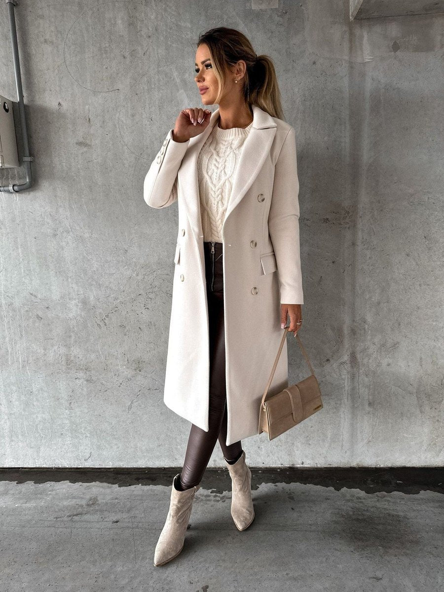 Women's Long Double-Breasted Overcoat