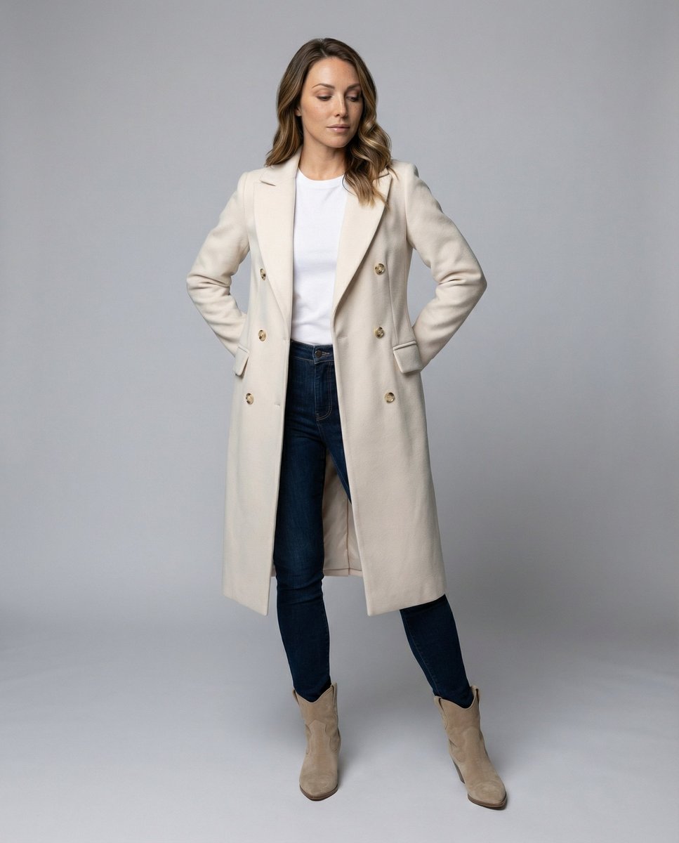 Women's Long Double-Breasted Overcoat