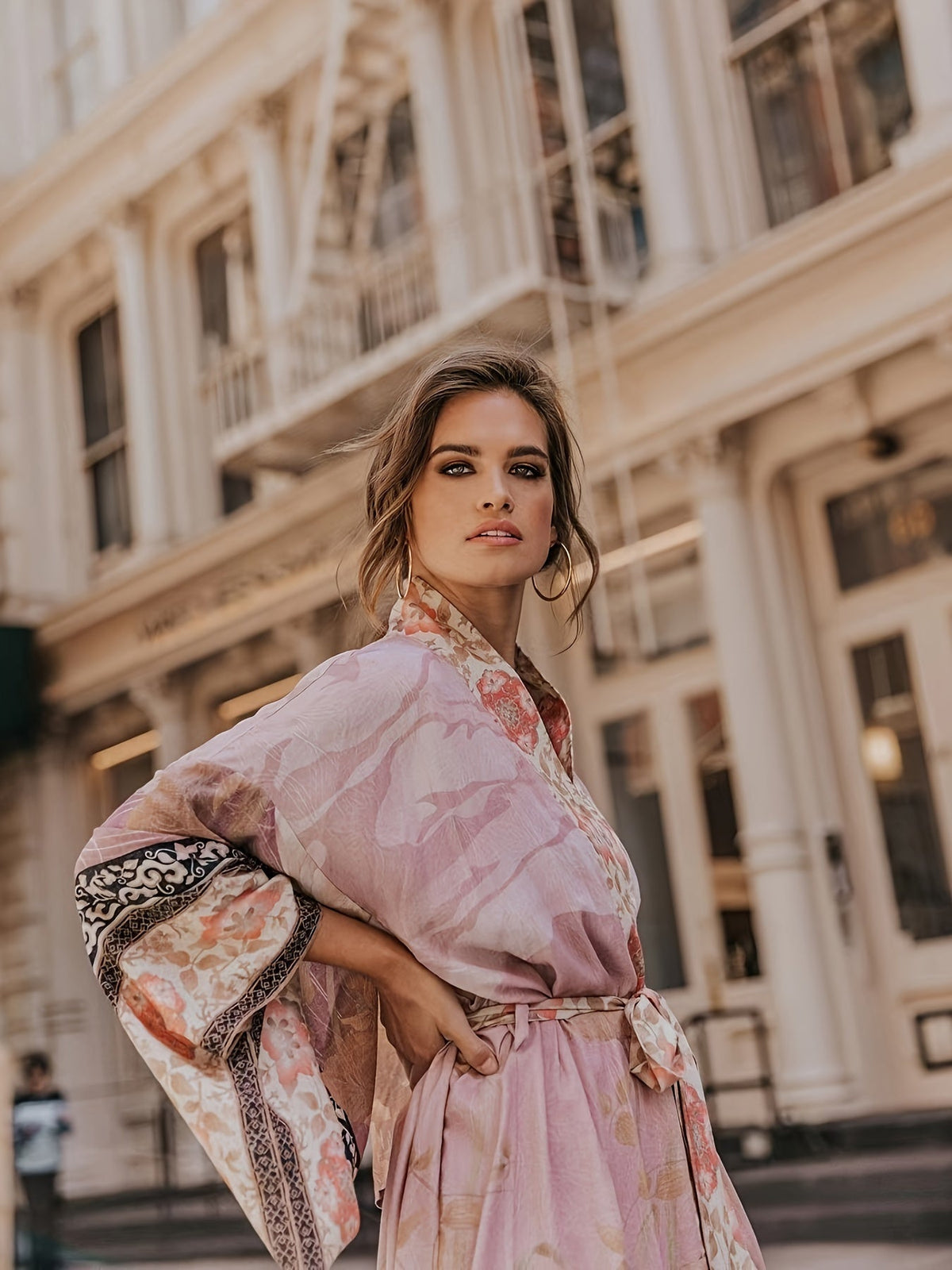Women's Long Floral Print Kimono