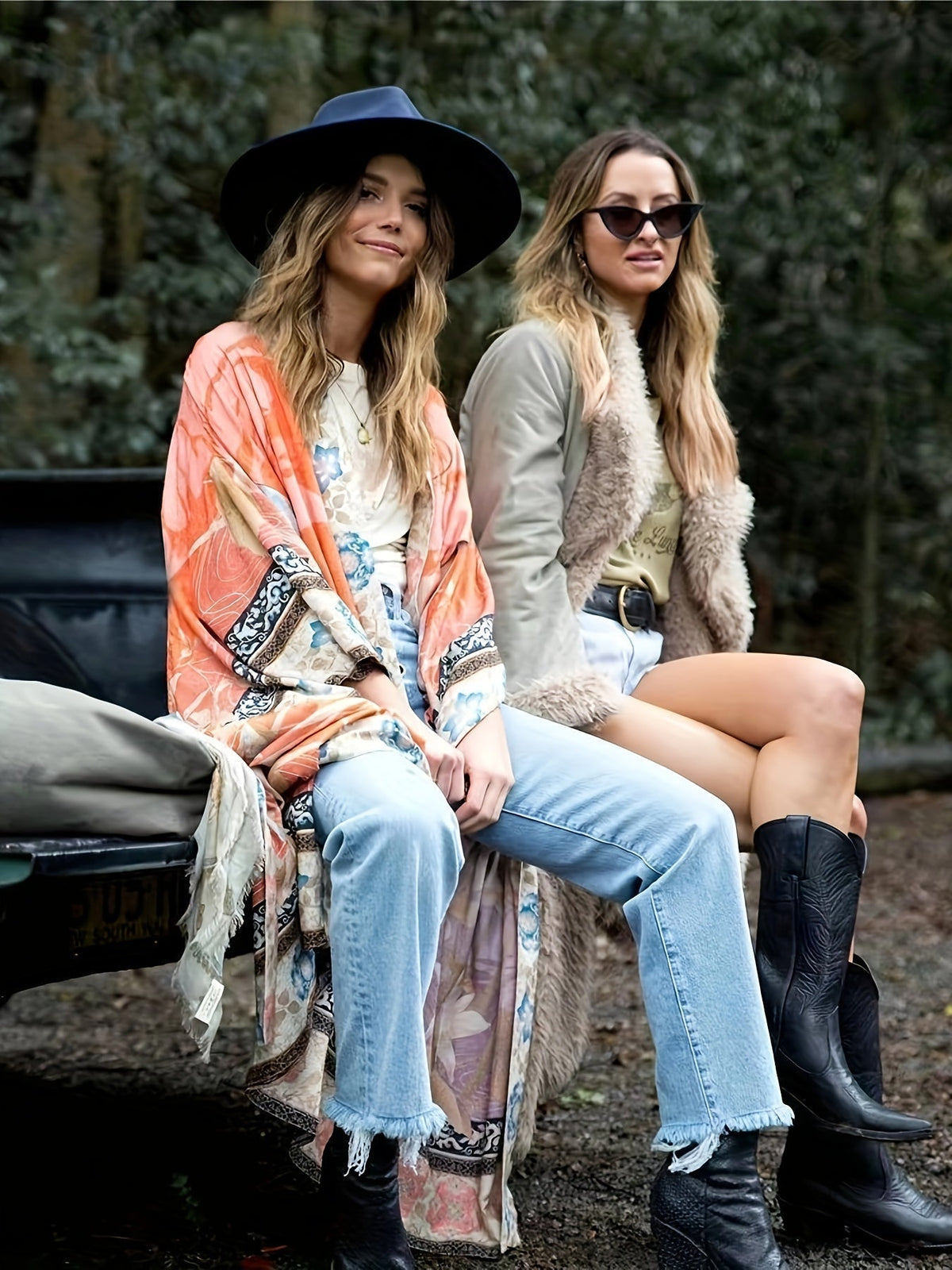 Women's Long Floral Print Kimono