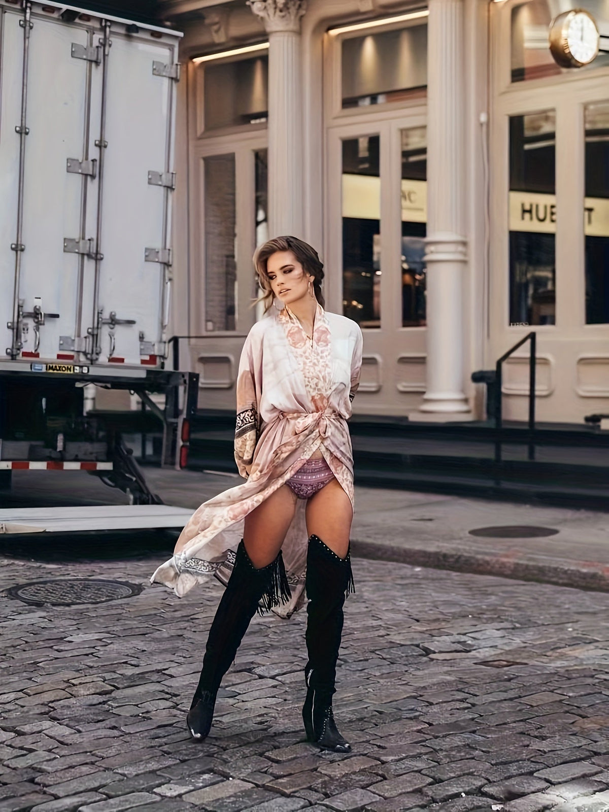 Women's Long Floral Print Kimono