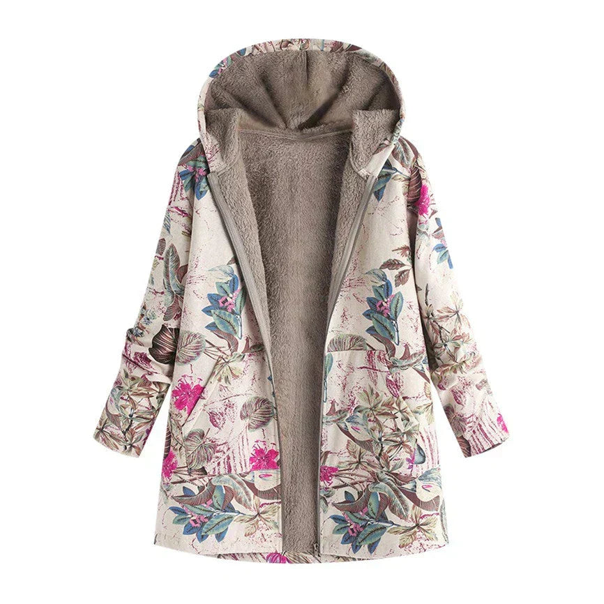 Women's Long Hooded Spring Jacket with Front Pockets