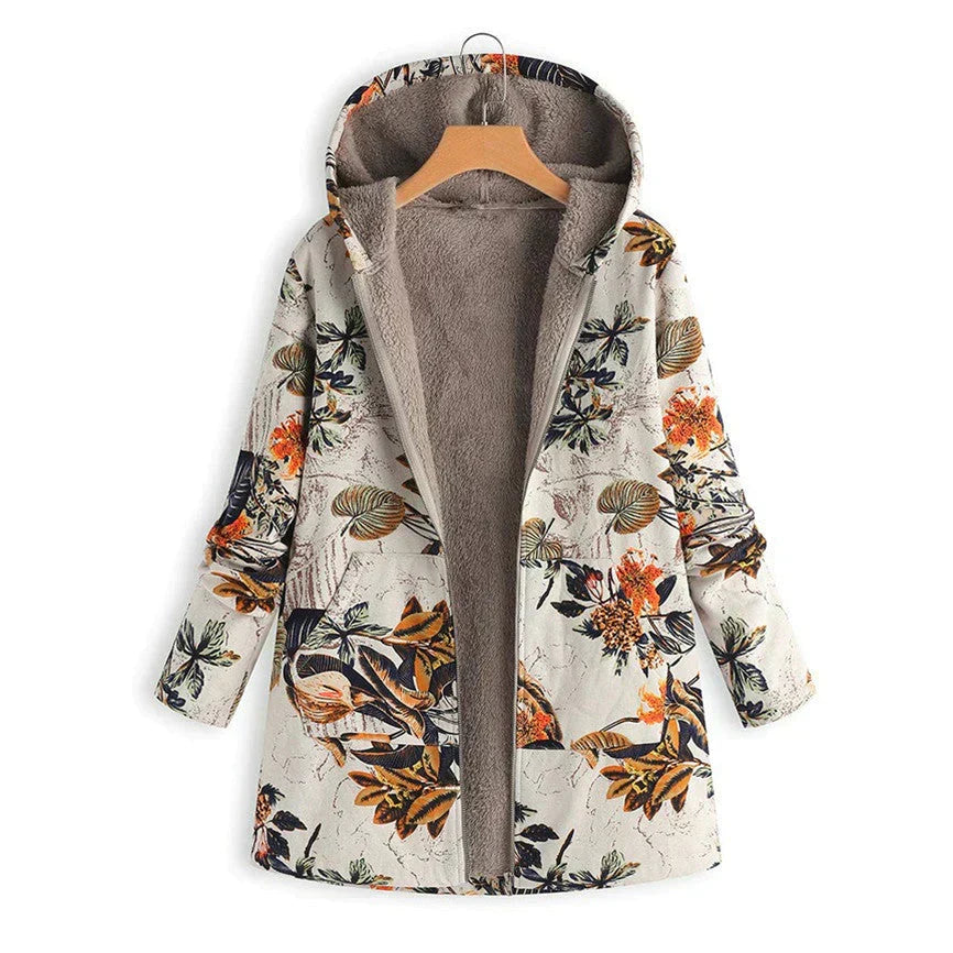 Women's Long Hooded Spring Jacket with Front Pockets