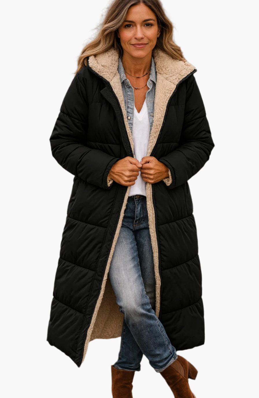 Women's Long Quilted Hooded Winter Coat