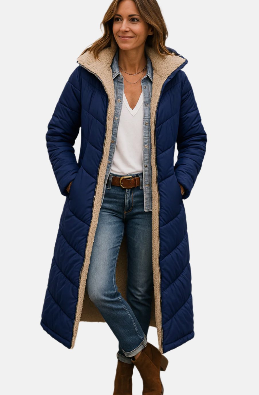 Women's Long Quilted Hooded Winter Coat