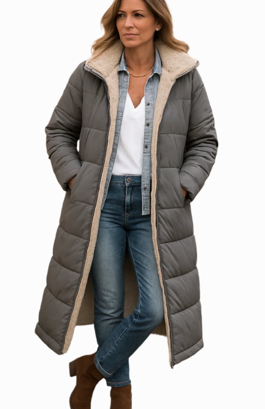Women's Long Quilted Hooded Winter Coat