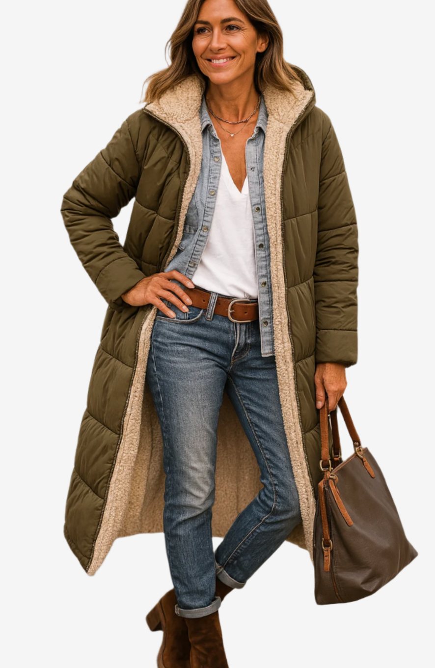 Women's Long Quilted Hooded Winter Coat