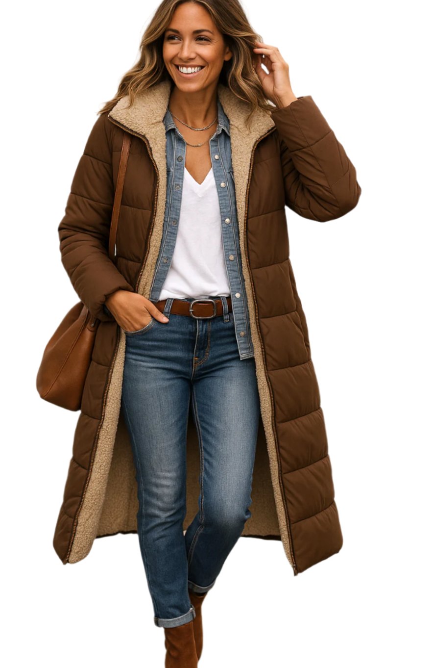 Women's Long Quilted Hooded Winter Coat