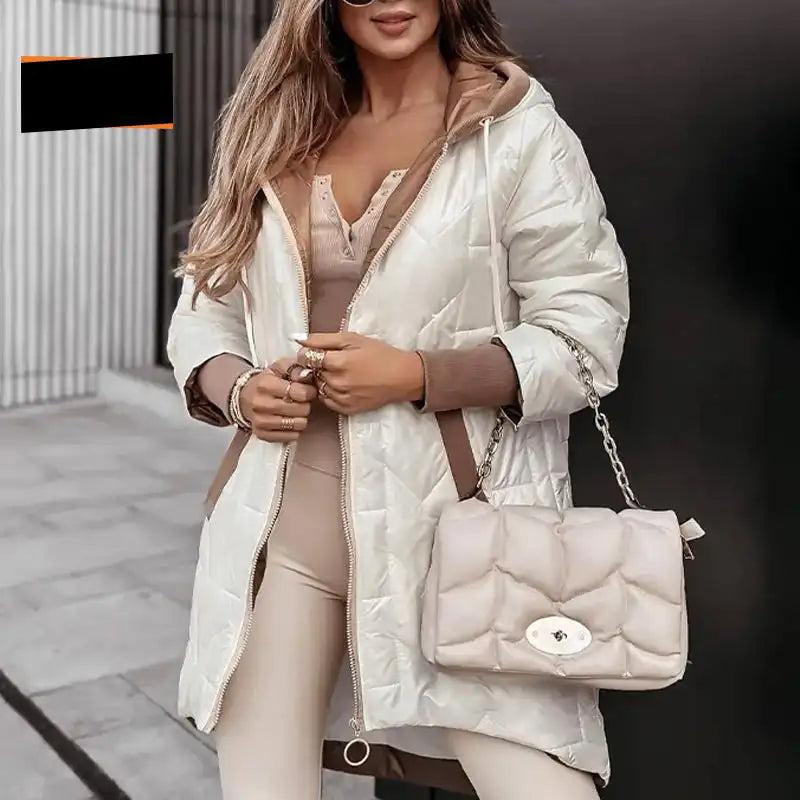 Women's Long-Sleeve Hooded Zip-Up Coat