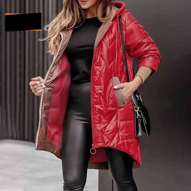 Women's Long-Sleeve Hooded Zip-Up Coat