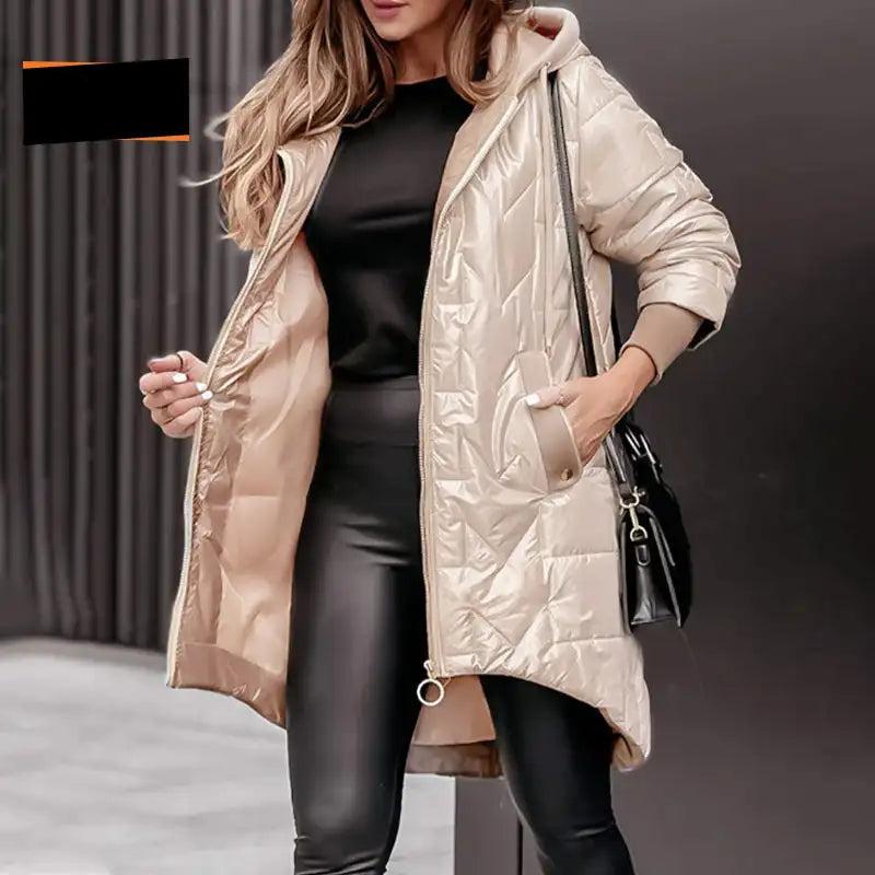 Women's Long-Sleeve Hooded Zip-Up Coat