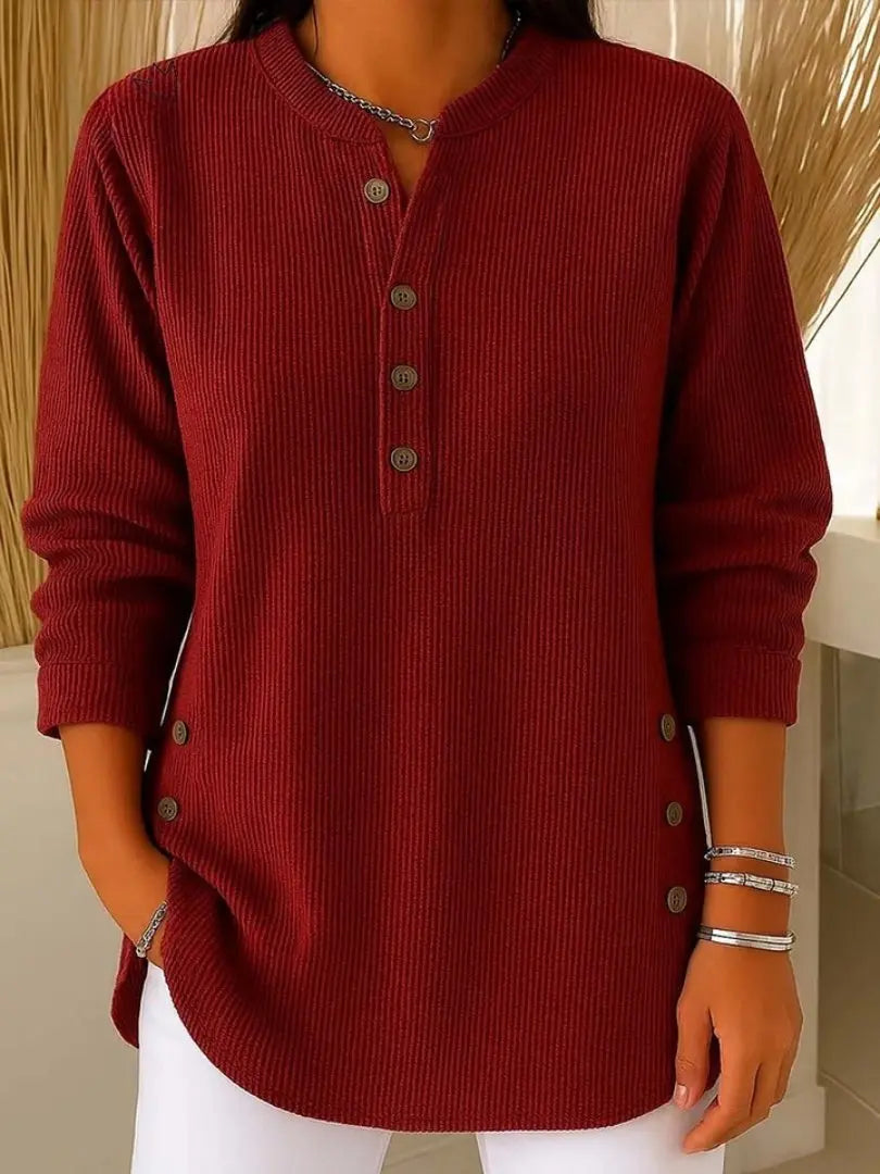 Women's Long-Sleeve Jumper with Button Detail