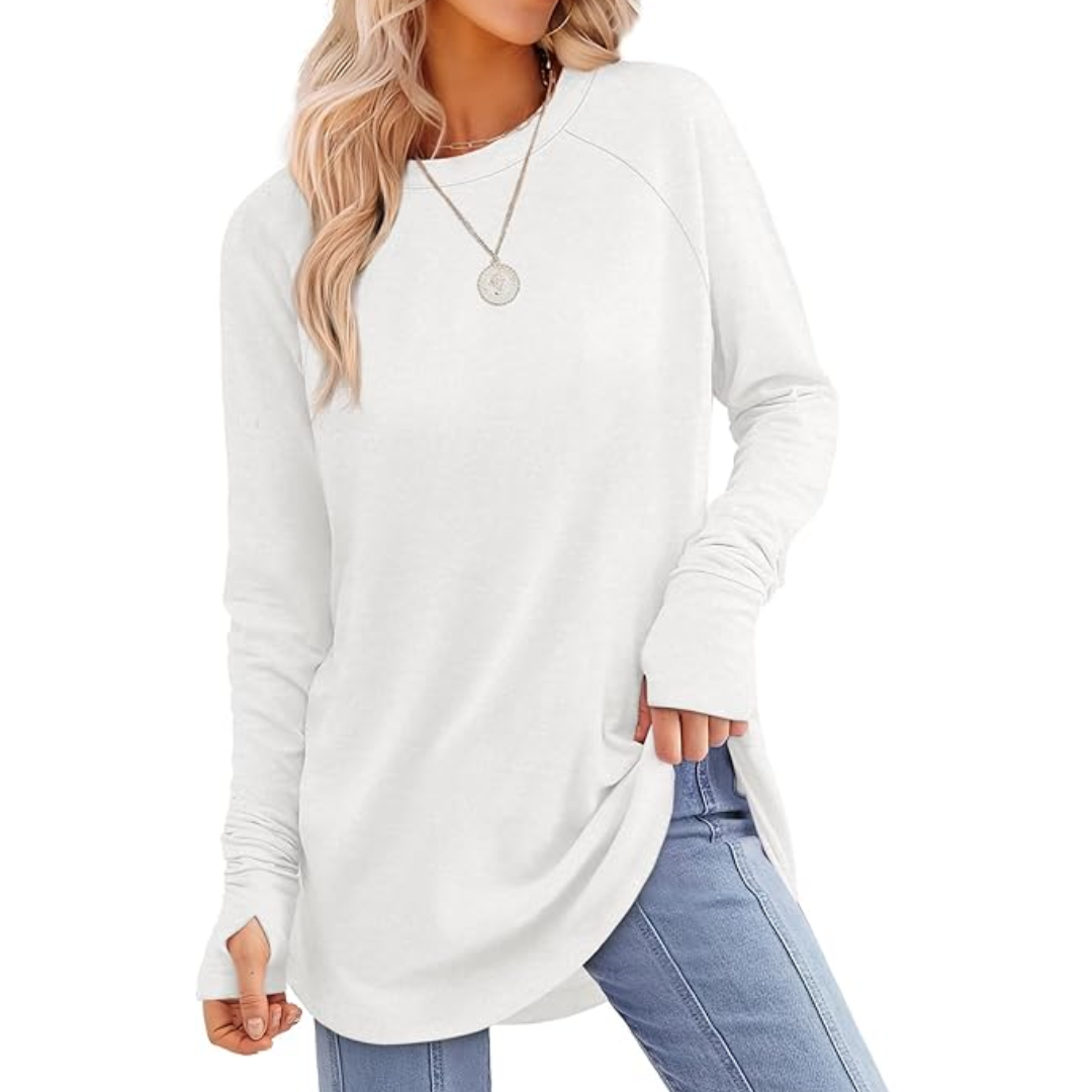 Women's Long Sleeve Tunic Top with Thumbholes