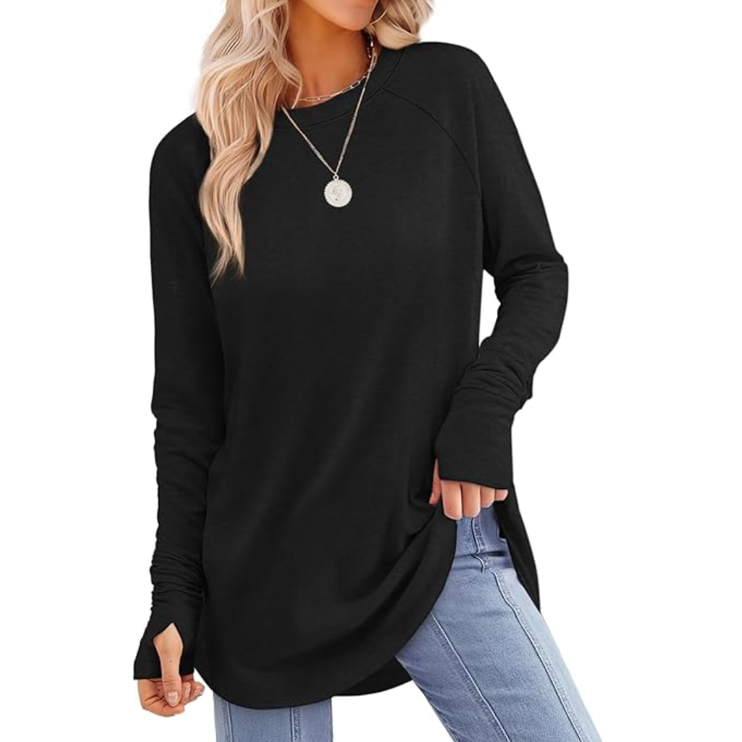 Women's Long Sleeve Tunic Top with Thumbholes