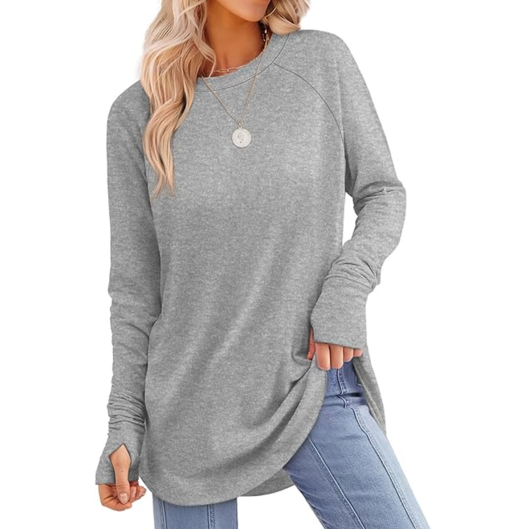 Women's Long Sleeve Tunic Top with Thumbholes