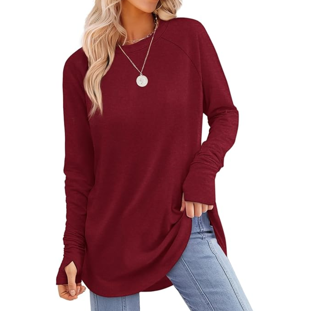 Women's Long Sleeve Tunic Top with Thumbholes