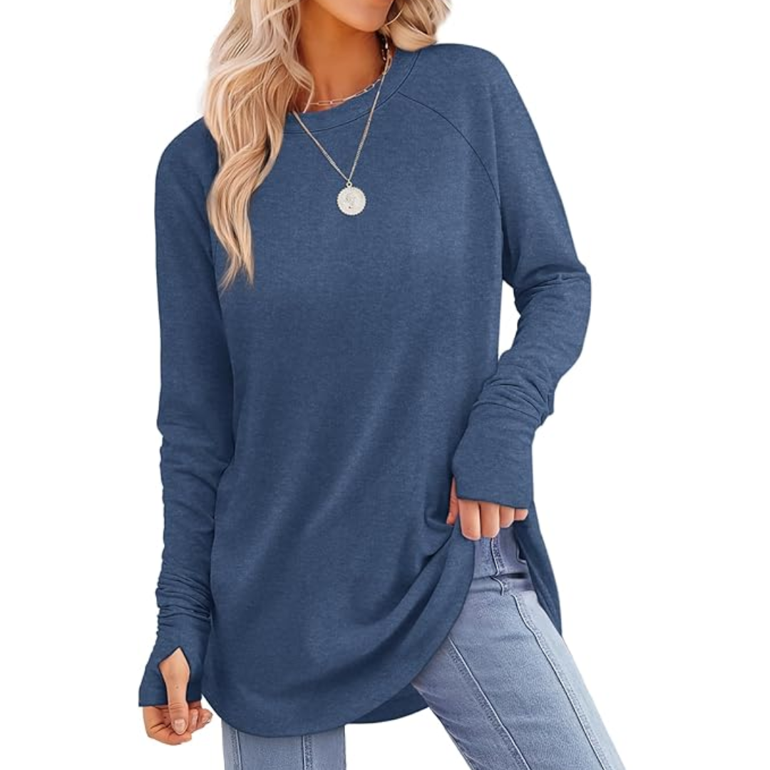 Women's Long Sleeve Tunic Top with Thumbholes
