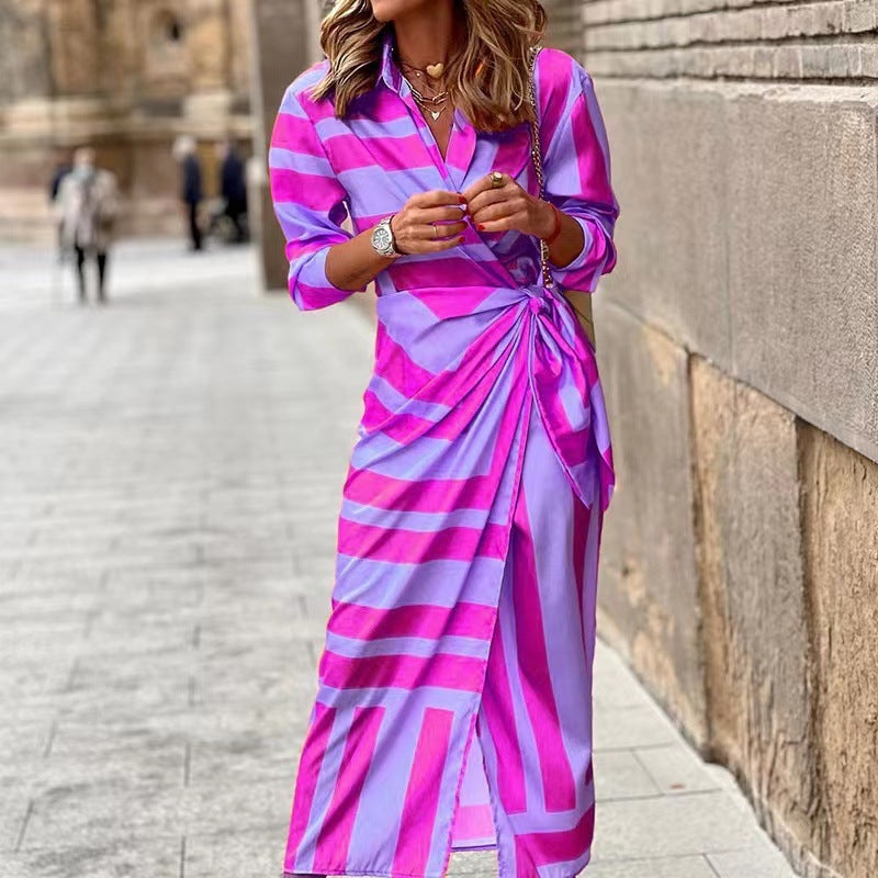 Women's Long Sleeve Wrap Midi Dress