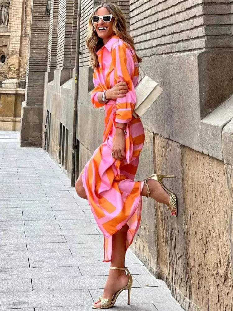 Women's Long Sleeve Wrap Midi Dress