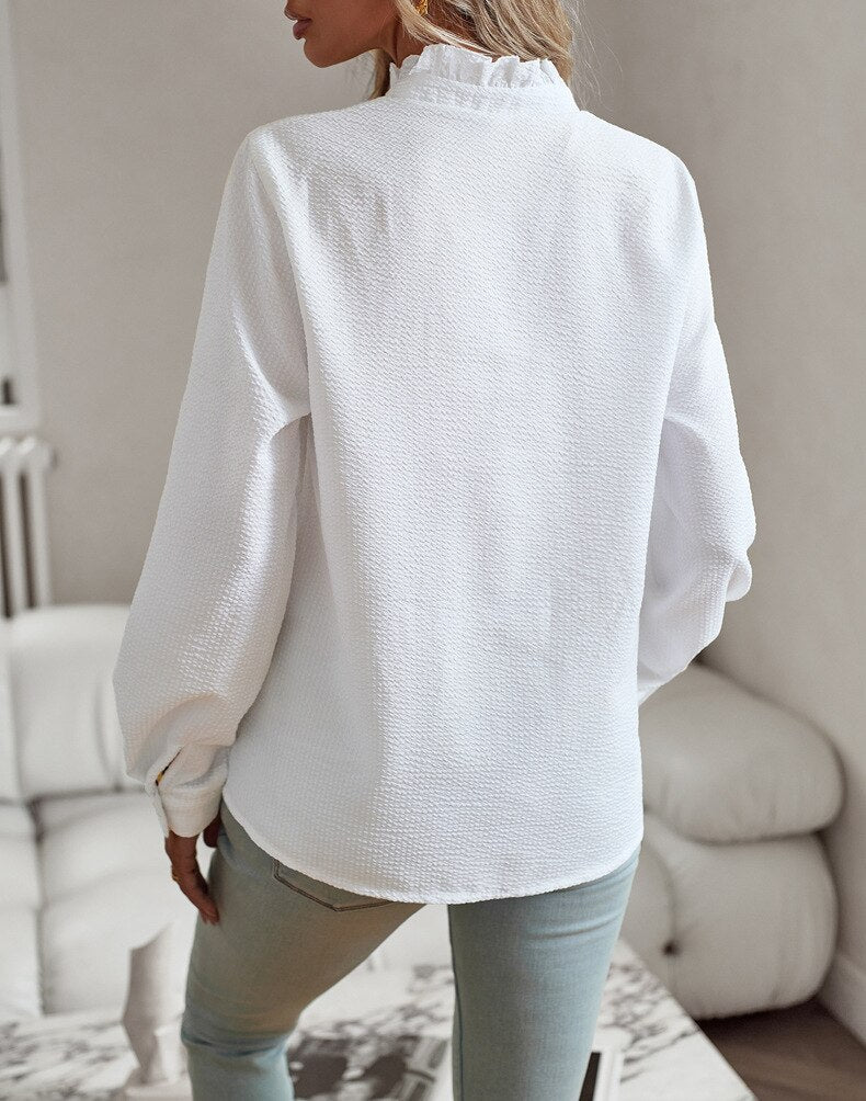 Women's Long-Sleeved Ruffle Blouse